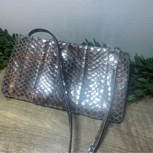 Michael Kors Metallic Snakeskin Clutch Purse